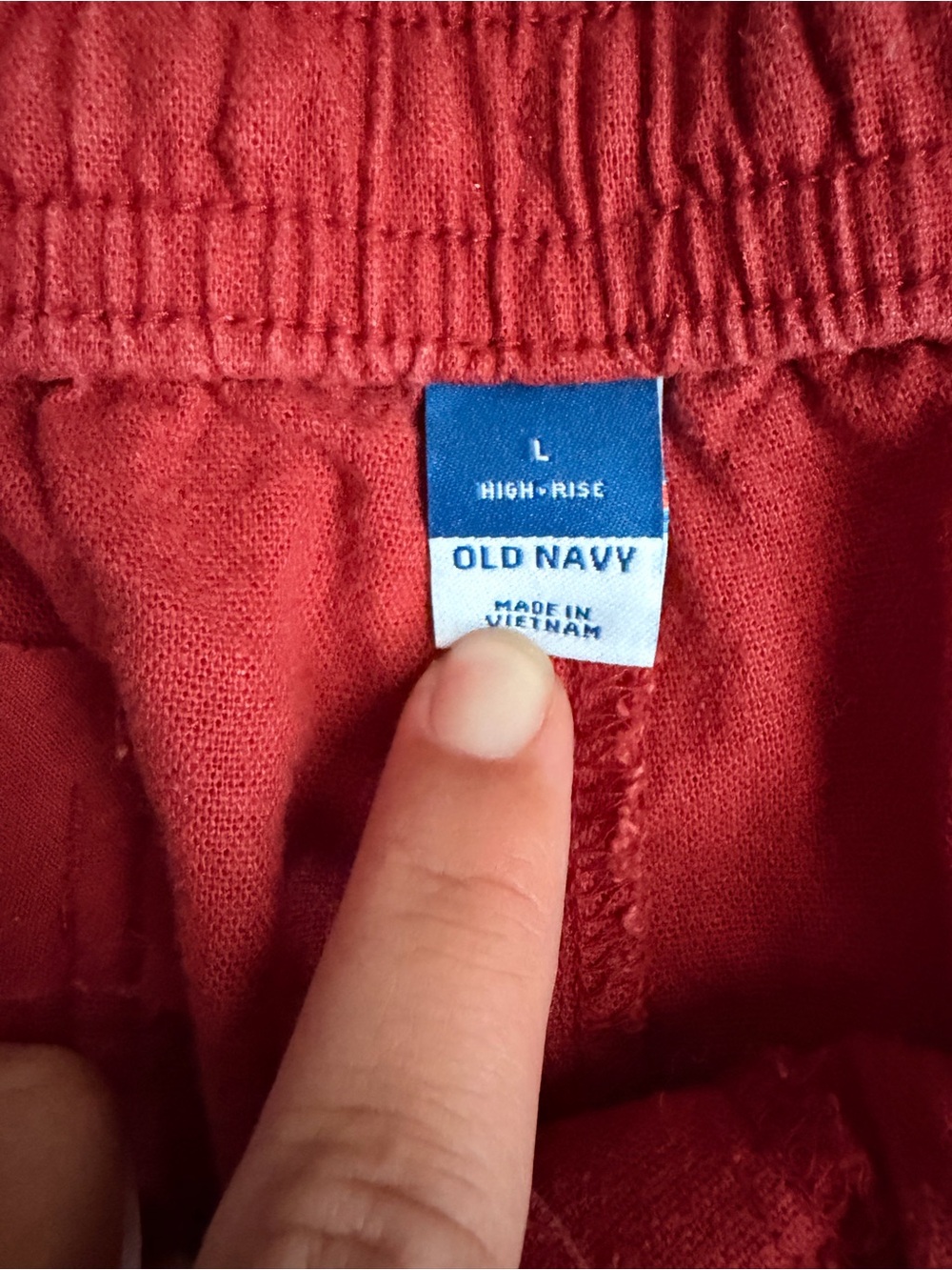 Women’s Red/Rust Linen Drawstring Shorts - Picture 2 of 2